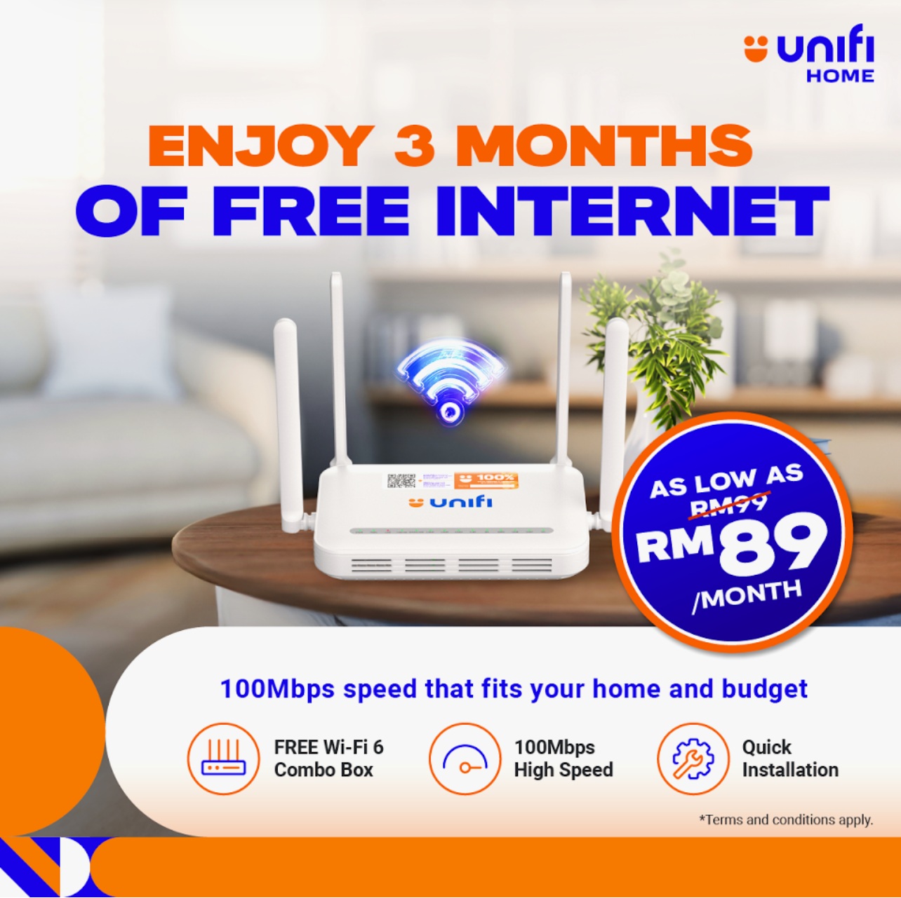 FREE Unifi Home Fibre For 3 Months!