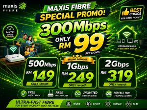 Maxis Home Fibre 300Mbps Hanya RM99 Sebulan!